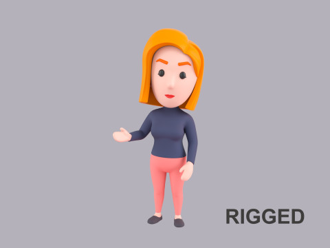 Cartoon Female Character Rigged 063 3Dモデル