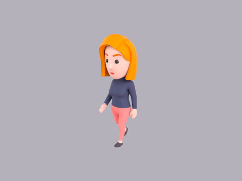 Cartoon Female Character Rigged 063 Model 3D