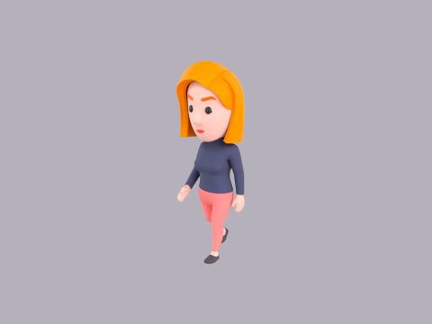 Cartoon Female Character Rigged 063 3D Model