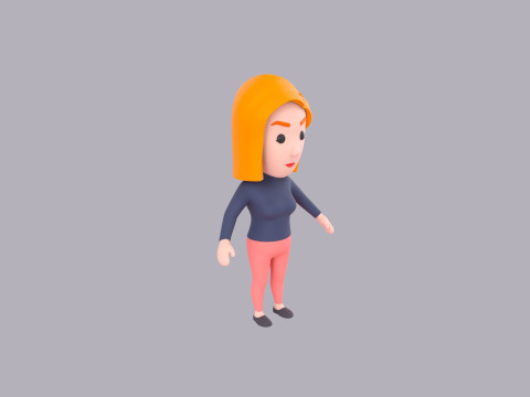 Cartoon Female Character Rigged 063 Model 3D