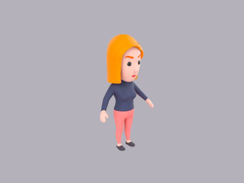 Cartoon Female Character Rigged 063 3D Model