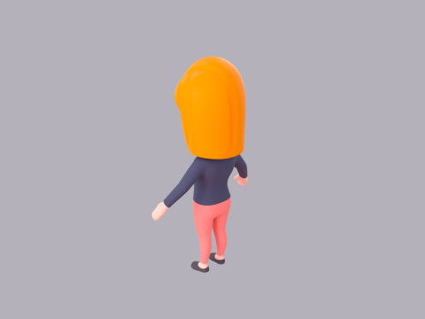 Cartoon Female Character Rigged 063 Model 3D