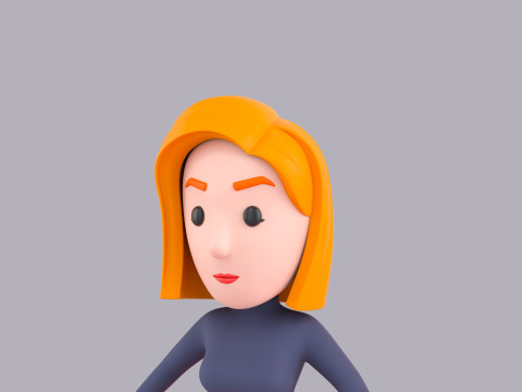 Cartoon Female Character Rigged 063 Model 3D