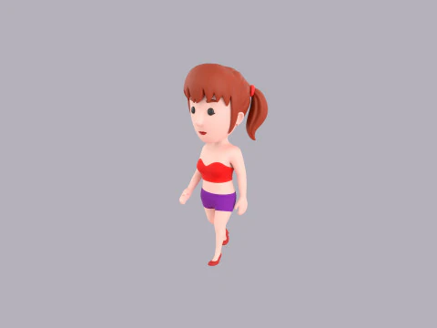 Cartoon Female Character Rigged 064 3D Model