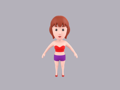 Cartoon Female Character Rigged 064 3Dモデル