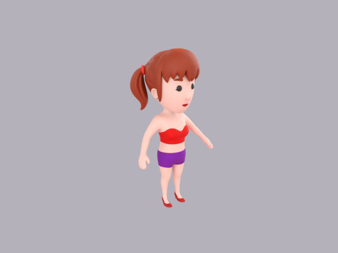 Cartoon Female Character Rigged 064 3Dモデル