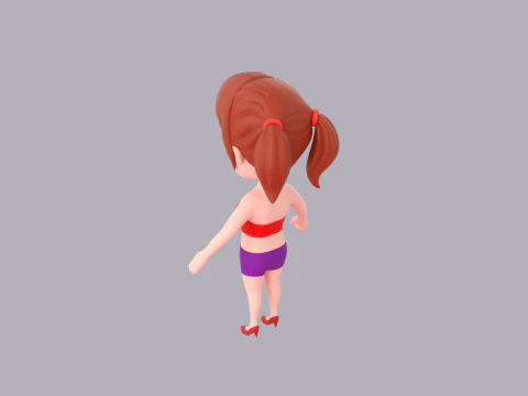 Cartoon Female Character Rigged 064 3D Model