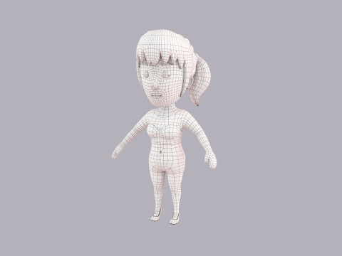 Cartoon Female Character Rigged 064 3Dモデル