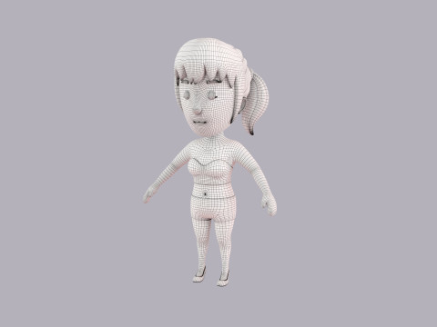 Cartoon Female Character Rigged 064 3Dモデル