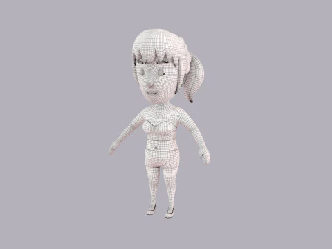 Cartoon Female Character Rigged 064 3D Model