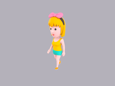 Cartoon Female Character Rigged 065 Model 3D