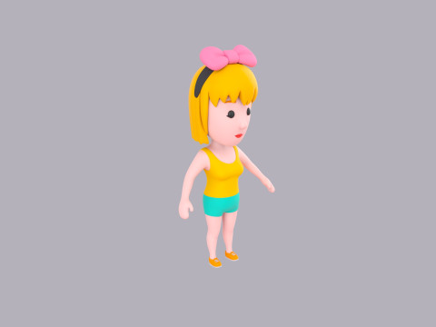Cartoon Female Character Rigged 065 Model 3D