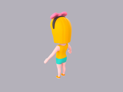 Cartoon Female Character Rigged 065 Model 3D