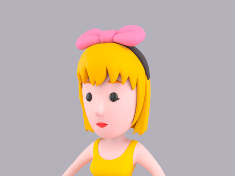 Cartoon Female Character Rigged 065 Model 3D