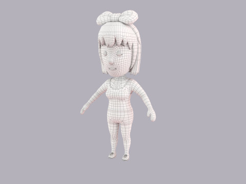 Cartoon Female Character Rigged 065 Model 3D