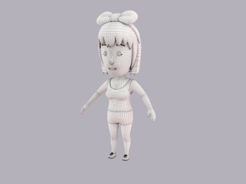 Cartoon Female Character Rigged 065 Model 3D