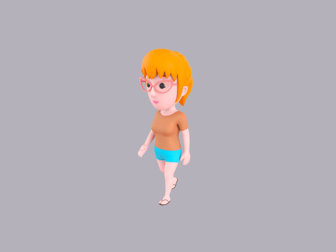 Cartoon Female Character Rigged 066 3D-Modell