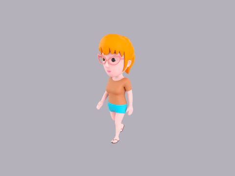 Cartoon Female Character Rigged 066 3D Model