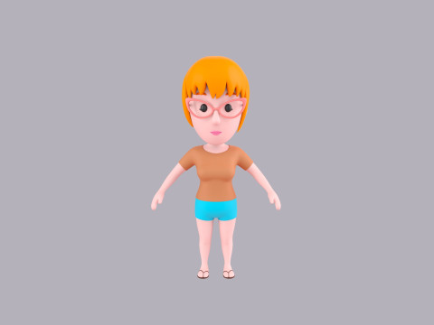 Cartoon Female Character Rigged 066 3D-Modell