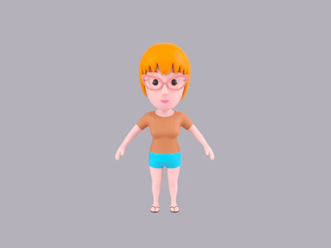 Cartoon Female Character Rigged 066 3D Model