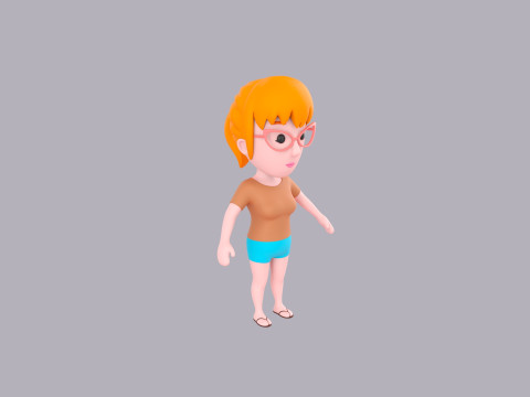 Cartoon Female Character Rigged 066 3D-Modell