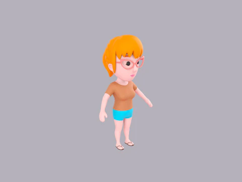 Cartoon Female Character Rigged 066 3D Model