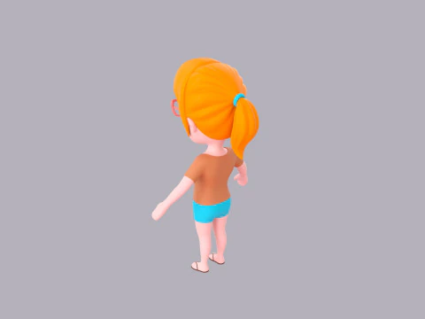 Cartoon Female Character Rigged 066 3D Model