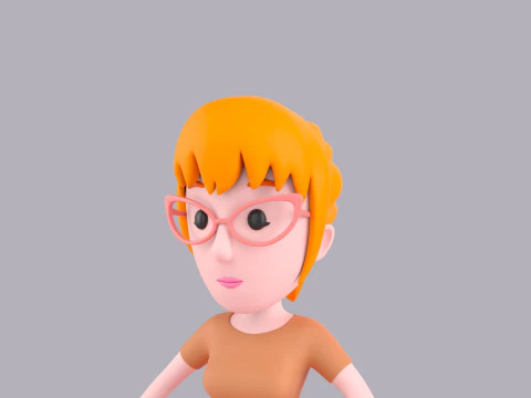Cartoon Female Character Rigged 066 3D Model