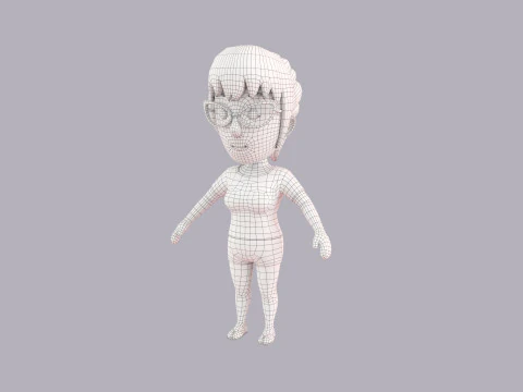Cartoon Female Character Rigged 066 3D Model