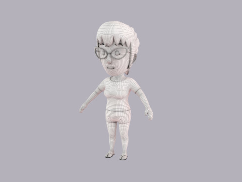 Cartoon Female Character Rigged 066 3D-Modell