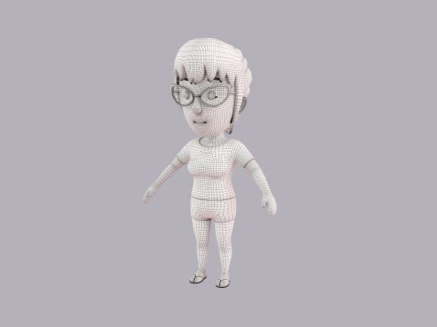 Cartoon Female Character Rigged 066 3D Model