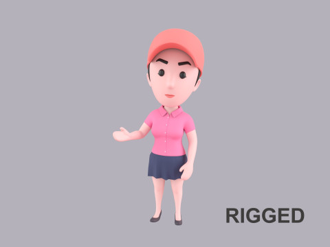 Cartoon Female Character Rigged 067 3D मॉडल