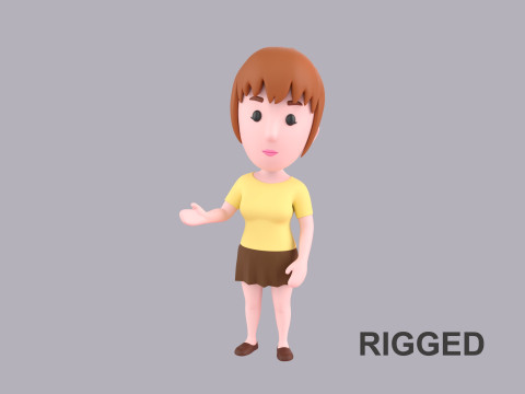 Cartoon Female Character Rigged 068 Modèle 3D