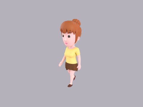 Cartoon Female Character Rigged 068 Modelo 3D