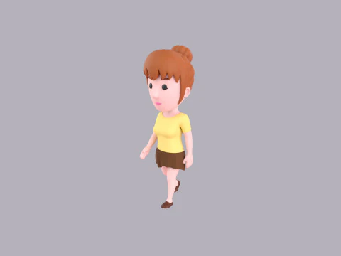 Cartoon Female Character Rigged 068 3D Model