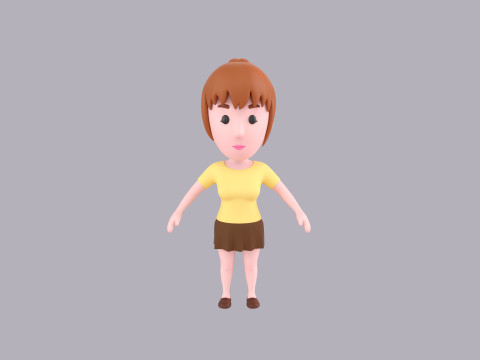 Cartoon Female Character Rigged 068 Modelo 3D
