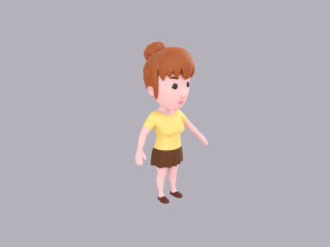 Cartoon Female Character Rigged 068 3D Model