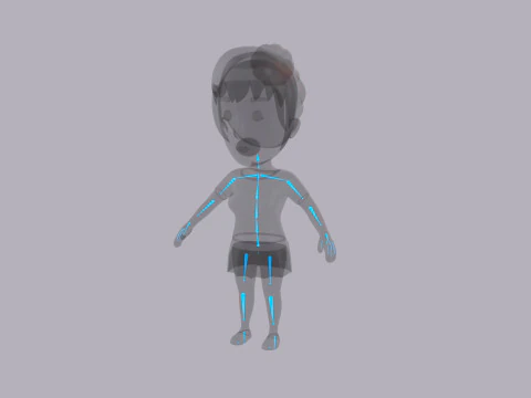 Cartoon Female Character Rigged 068 3D Model
