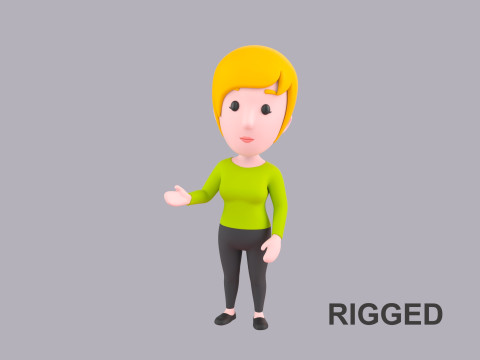 Cartoon Female Character Rigged 069 3D Model