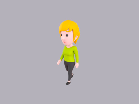 Cartoon Female Character Rigged 069 3Dモデル