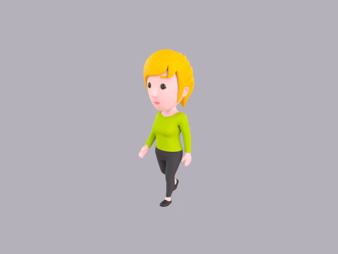 Cartoon Female Character Rigged 069 3D Model