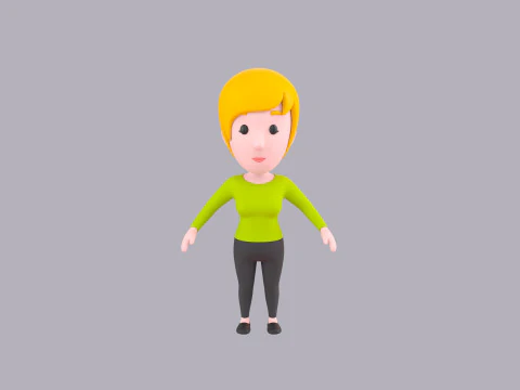 Cartoon Female Character Rigged 069 3D Model