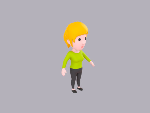 Cartoon Female Character Rigged 069 3Dモデル