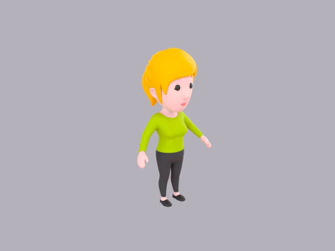 Cartoon Female Character Rigged 069 3D Model