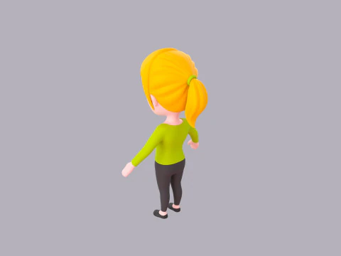 Cartoon Female Character Rigged 069 3D Model