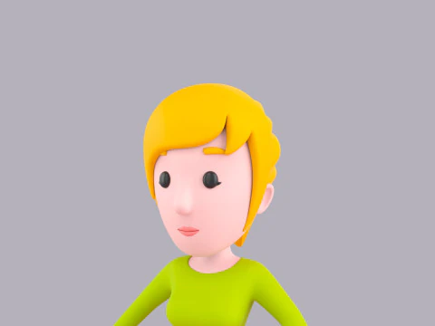 Cartoon Female Character Rigged 069 3D Model