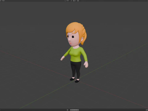 Cartoon Female Character Rigged 069 3D Model