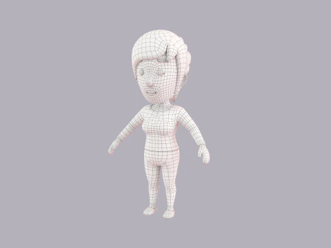 Cartoon Female Character Rigged 069 3D Model