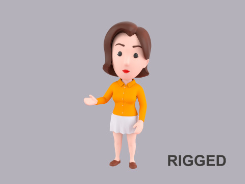 Cartoon Female Character Rigged 070 3Dモデル