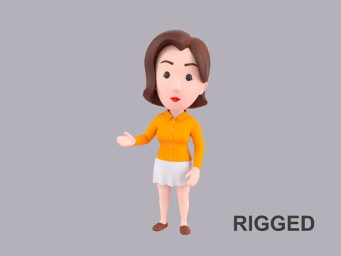 Personaggio femminile dei cartoni animati truccato 070 Modello 3D